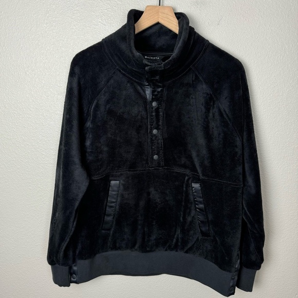 Athleta Black Recover Cozy Snap Front Fleece Pullover - Picture 4 of 12